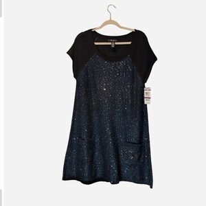 Style & Co. Black and Blue Sparkle Mini Dress